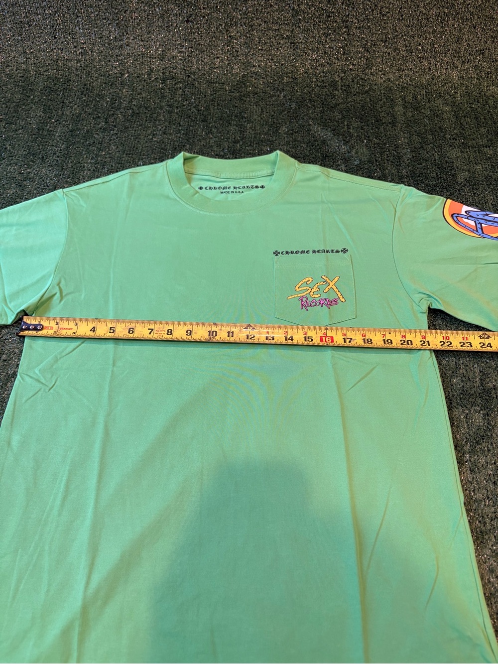 Chrome Hearts Green Pocket Tee with Yellow & Pink Graphic - Picture 7 of 9